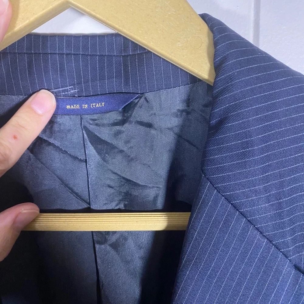 Brooks‎ Brothers 43R 1818 Madison Navy Pinstripe Wool Blazer Suit Jacket Italy